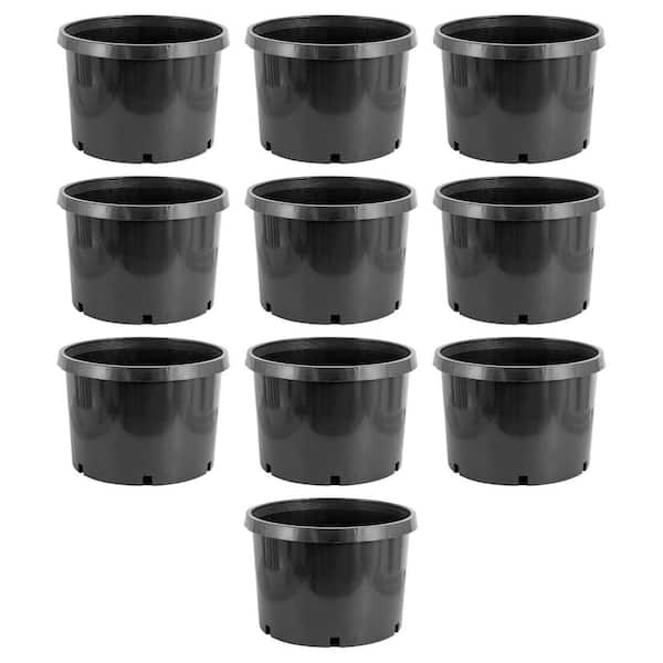 Unbranded 18 in. W x 18 in. H 10 Gal. Premium Plastic Nursery Planter Garden Grow Pots, Black (Set of 10)