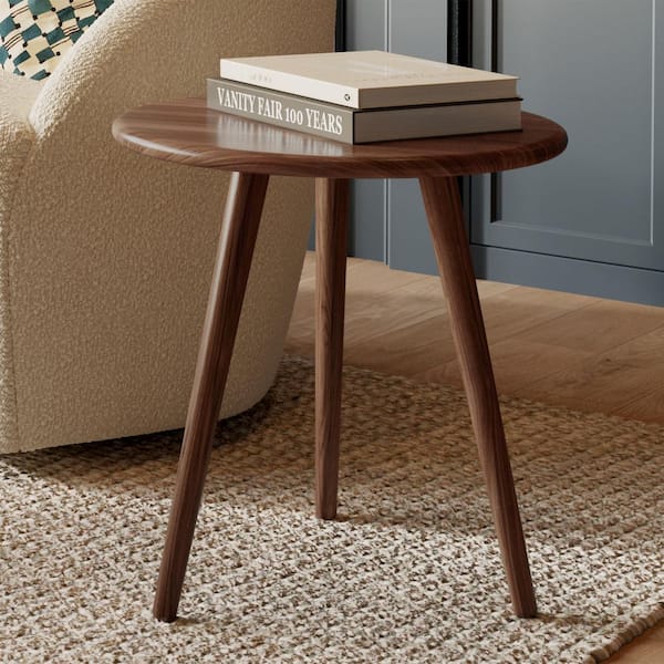 Douro 19.5 in. Walnut Wood Top Round End Table