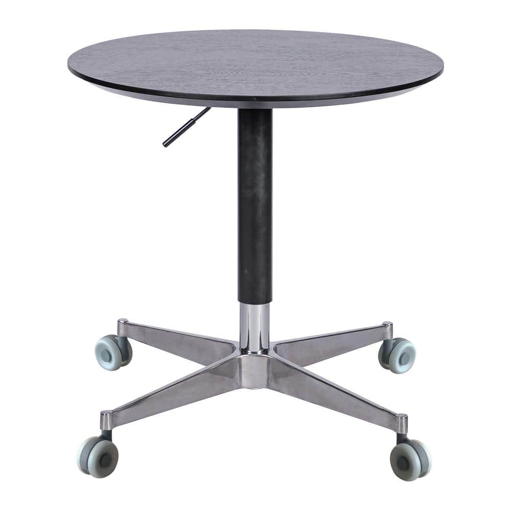 Black Round Movable Adjustable Outdoor Coffee Table 360° Swivel for Indoor