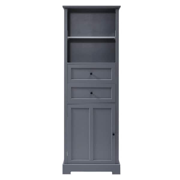 Flynama 11.81 in. W x 22.24 in. D x 66.14 in. H Gray Linen Cabinet