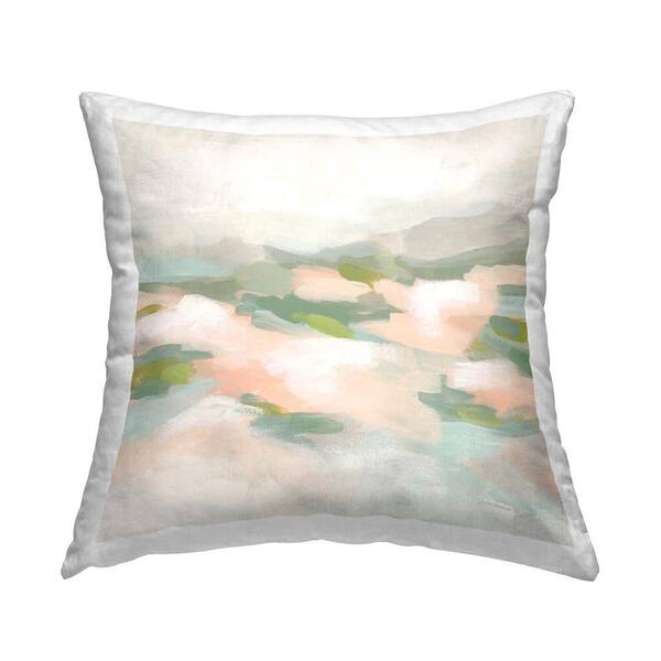 Stupell Industries Muted Pink Landscape Green Abstract Polyester 18 in. x 18 in. Throw Pillow