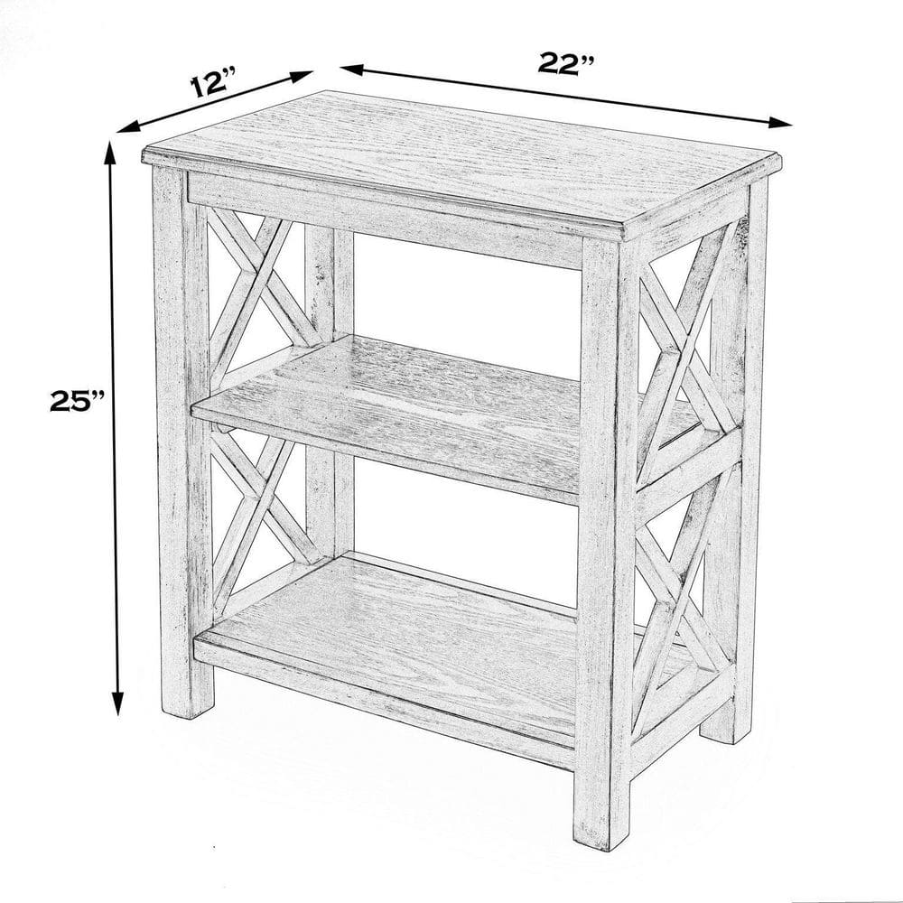Petite Cherry Wood 2-Shelf Bookcase with X-Side Supports