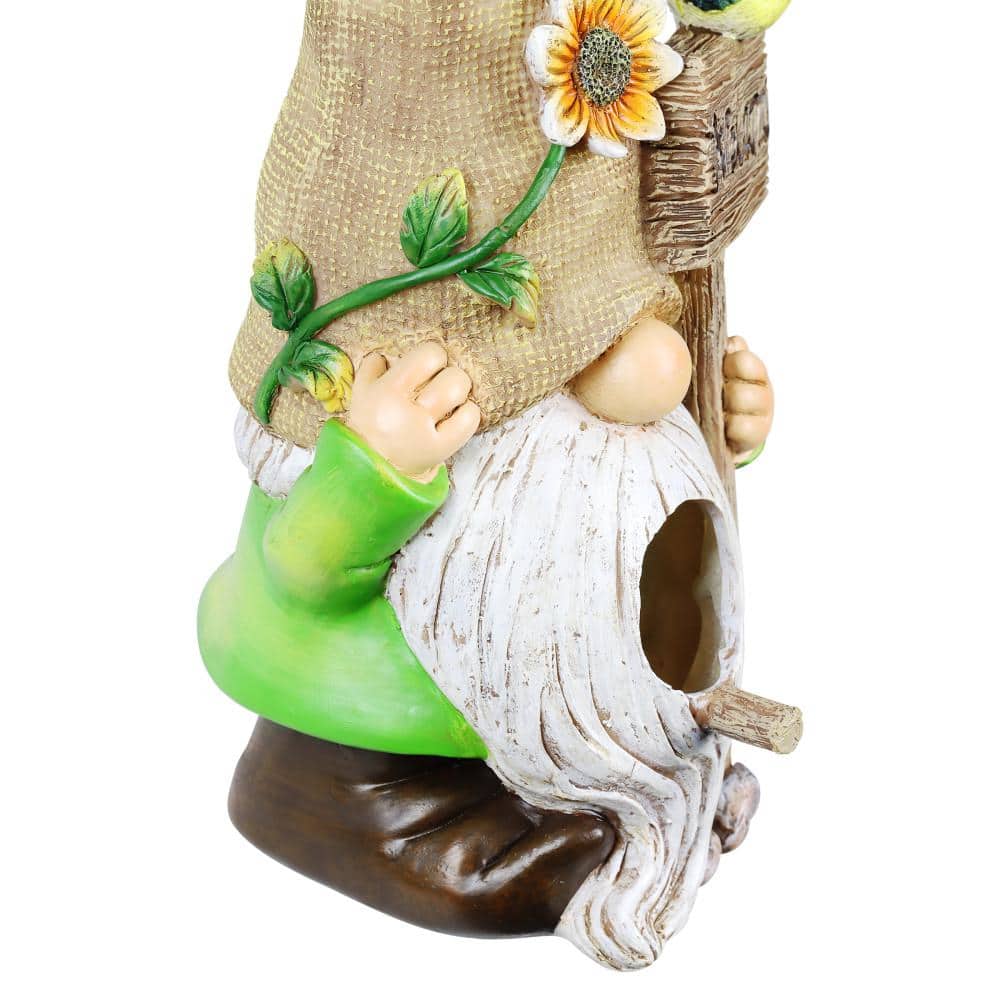Whimsical Gnome Welcome Sign Resin Hanging Birdhouse