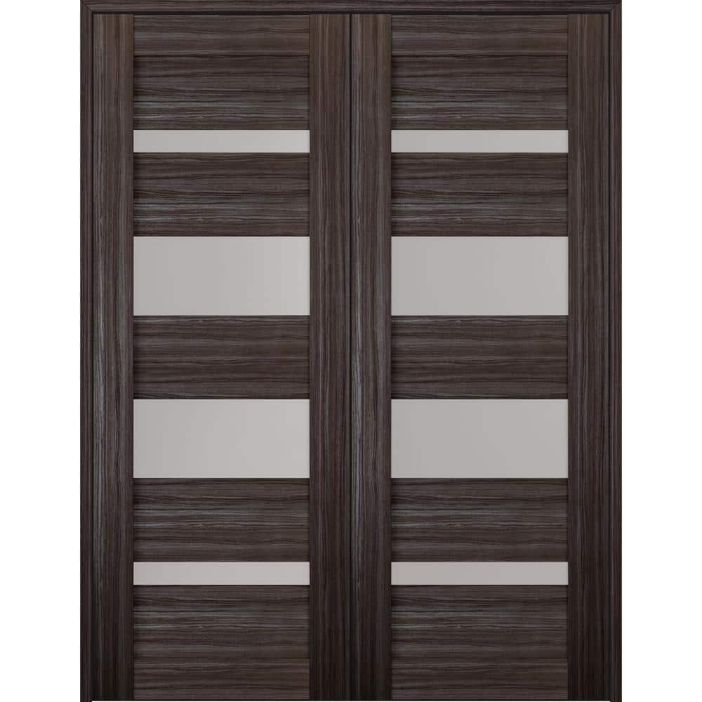 Mirella 72 in. x 80 in. Both Active 4-Lite Frosted Glass Gray Oak Wood Composite Double Prehung French Door price history on PriceWatchPro