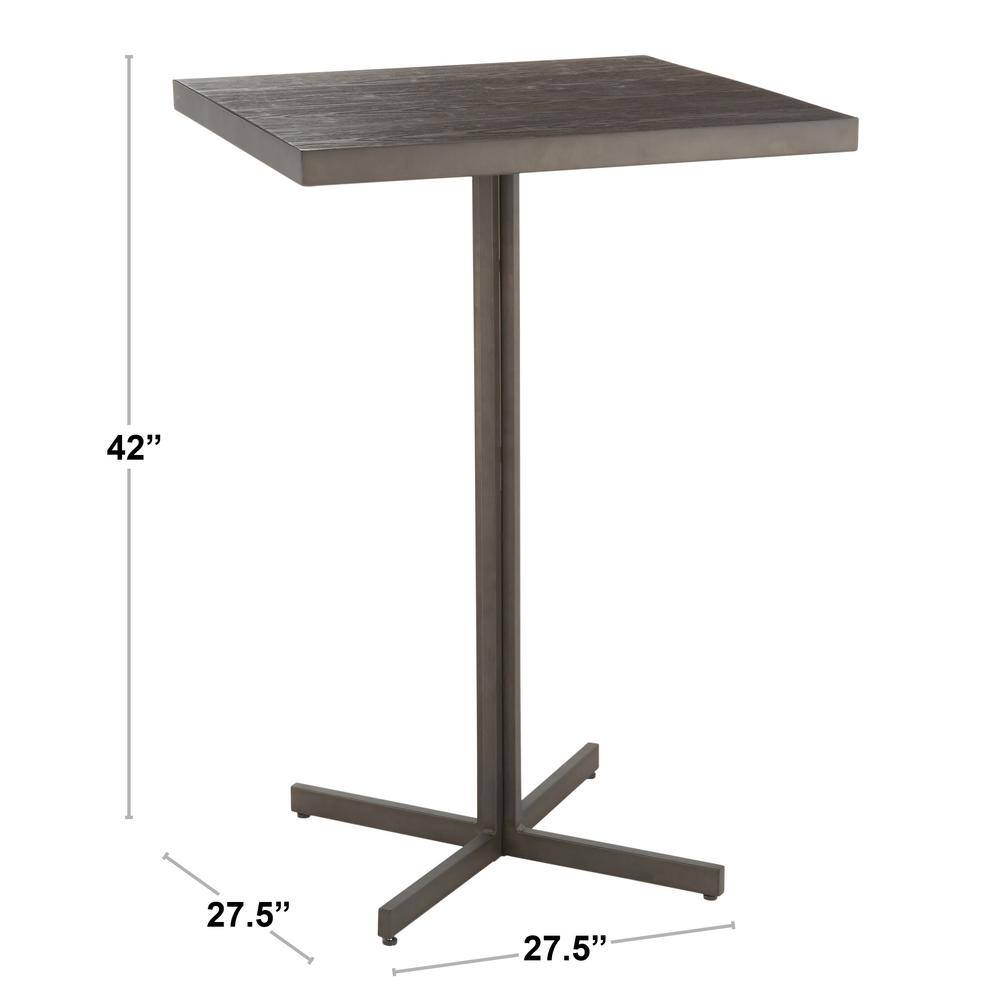 Espresso Bamboo and Antique Metal Industrial Bar Table