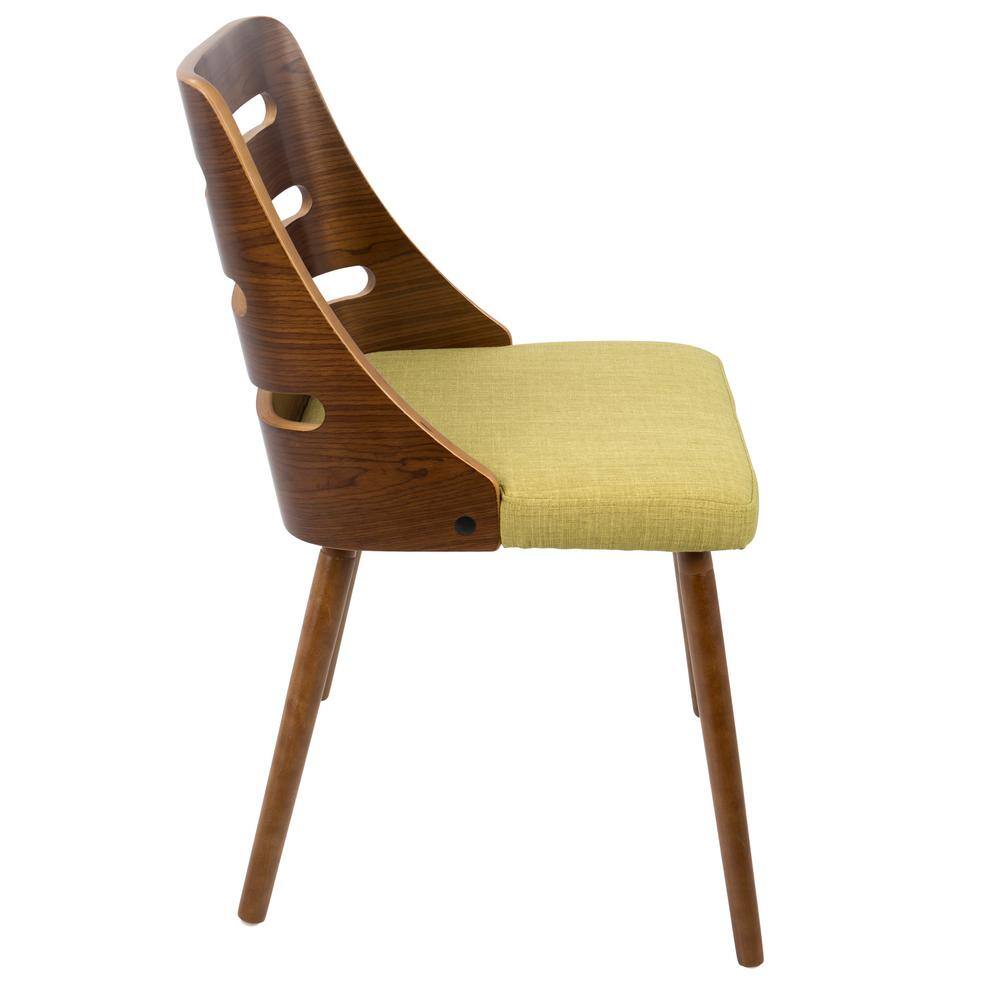 Green Upholstered Walnut Ladderback Side Chair