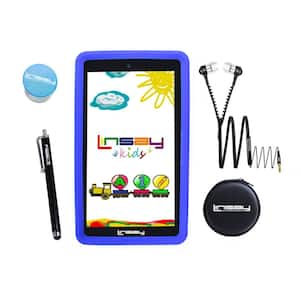 7 in. 64GB Android 13 Tablet with Blue Kids Defender Case, Earphones, Holder and Pen