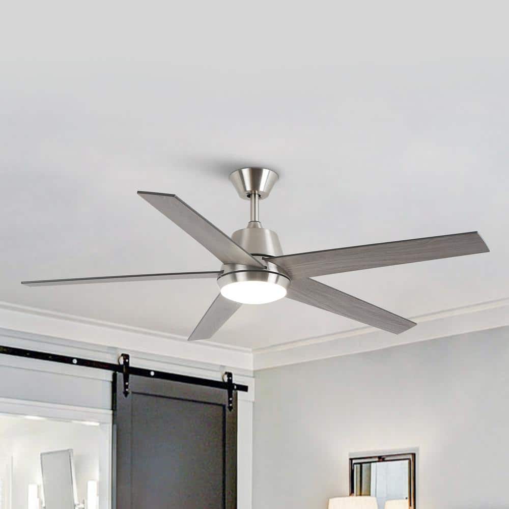 Vaczon 52 in. Integrated LED Indoor Brushed Nickel Ceiling Fan