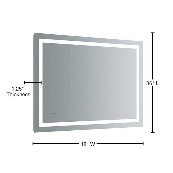 Fresca Santo 48 in. W x 36 in. H Frameless Rectangular LED Light 