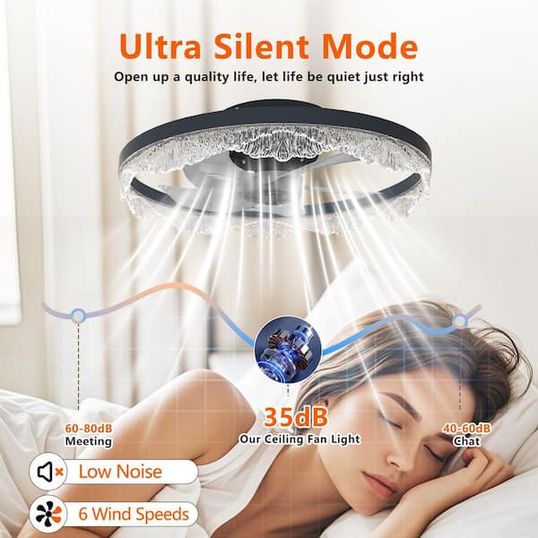 16 in. W Decorative LED Ceiling Fan Light with Remote Control, APP for Bedrooms, Living Rooms, and Offices (D)