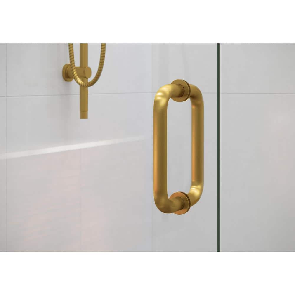 Illume 78" Frameless Clear Glass Shower Door with Satin Brass Hardware