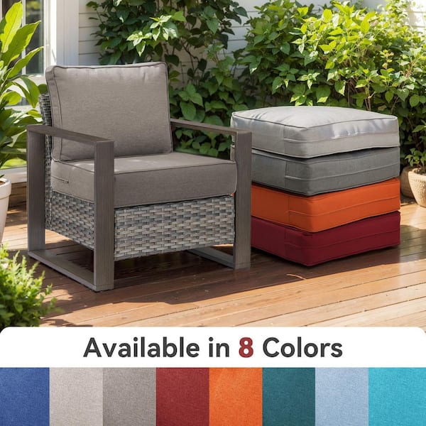 Modern 24 in. x 24 in. x 6 in. 2-Piece Deep Seating Outdoor Lounge Chair Thick Cushion Set in Gray (1-Set)