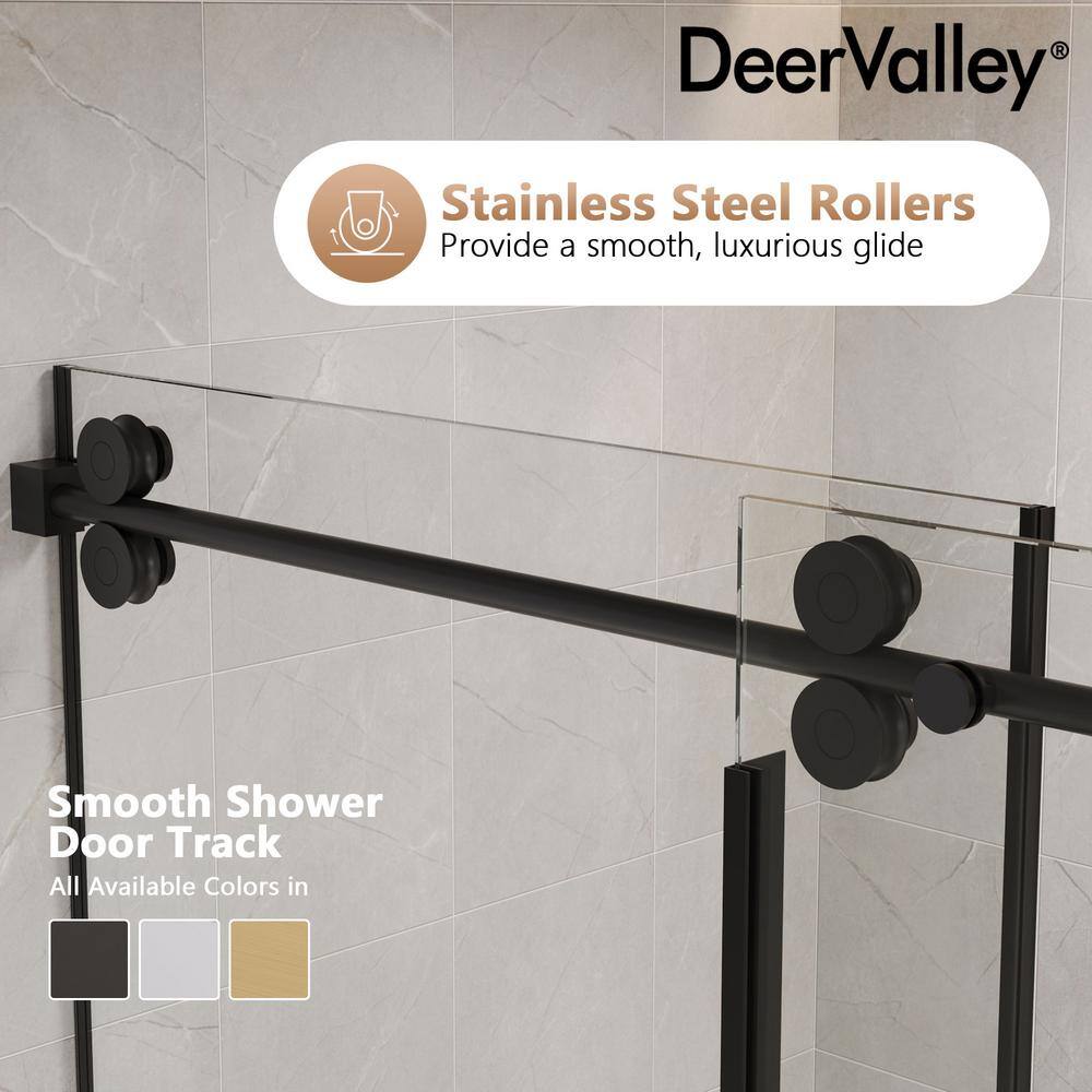 Concord Black Frameless Sliding Shower Door with Tempered Glass