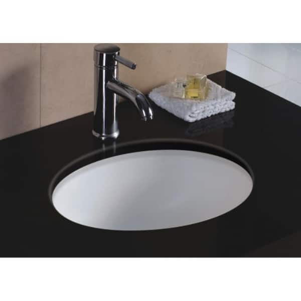 Rhythm Series 17 in. Oval Undermount Single Bowl Bathroom Sink in White