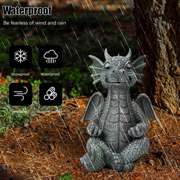 Garden Dragon Statue Decor-Meditation Dragon Sculpture Figurine