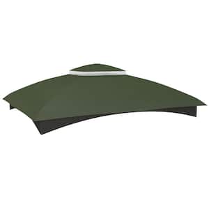 10 ft. x 12 ft. Gazebo Canopy Replacement, 2-Tier Outdoor Gazebo Cover Top Roof with Drainage Holes, Green