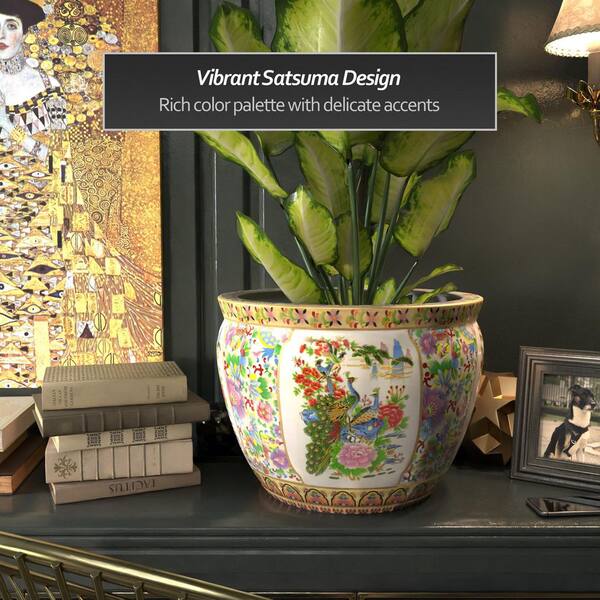 Red Lantern Oriental Furniture 18 in. Satsuma Birds & Flowers
