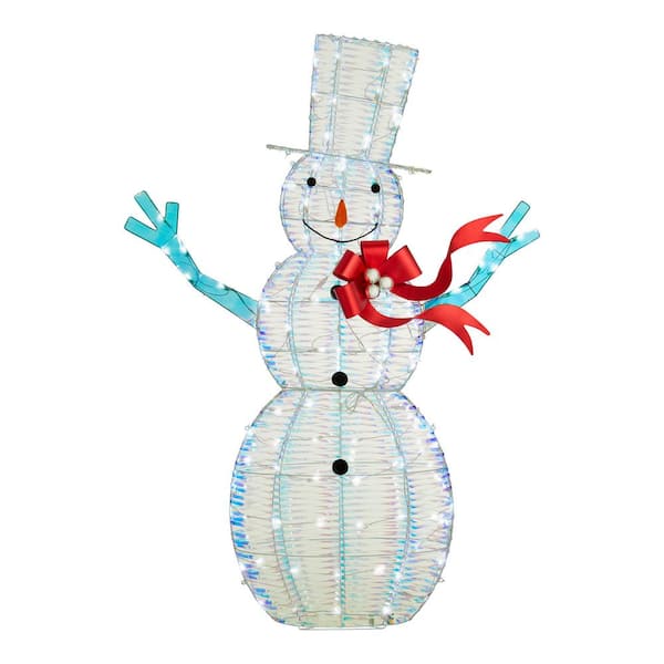 Photo 1 of 6 ft Iridescent Ribbon Snowman Holiday Yard Decoration