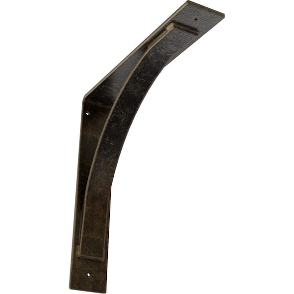 Ekena Millwork 3 in. W x 16 in. H x 16 in. D Morris Antiqued Pale Gold Steel Bracket