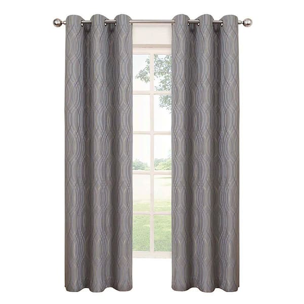 Eclipse Blackout Tremont Blackout Gray Polyester Grommet Curtain - 42 in. W x 84 in. L