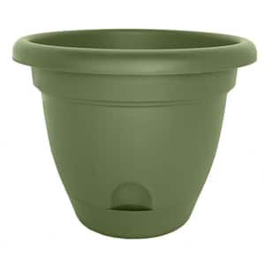 Lucca 13.25 in. Living Green Plastic Self-Watering Planter with Saucer