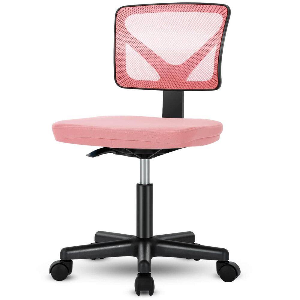 1-Piece Mesh Adjustable Height 360° Swivel Low Back Office Task Chair in Pink with Armless