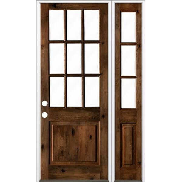 Krosswood Doors 50 in. x 96 in. Alder 2 Panel Right-Hand/Inswing Clear Glass Provincial Stain Wood Prehung Front Door