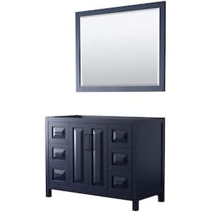 Daria 47 in. W x 21.5 in. D x 35 in. H Single Bath Vanity Cabinet without Top in Dark Blue with 46 in. Mirror