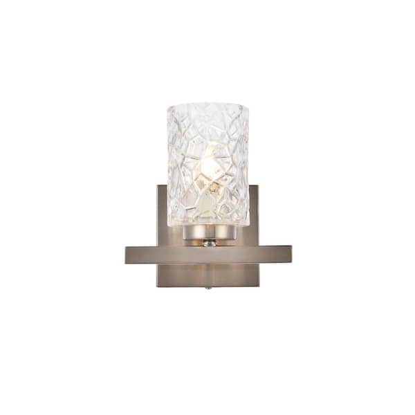 Unbranded Home Living 7.5 in. 1-Light Satin Nickel Vanity Light with Glass Shade