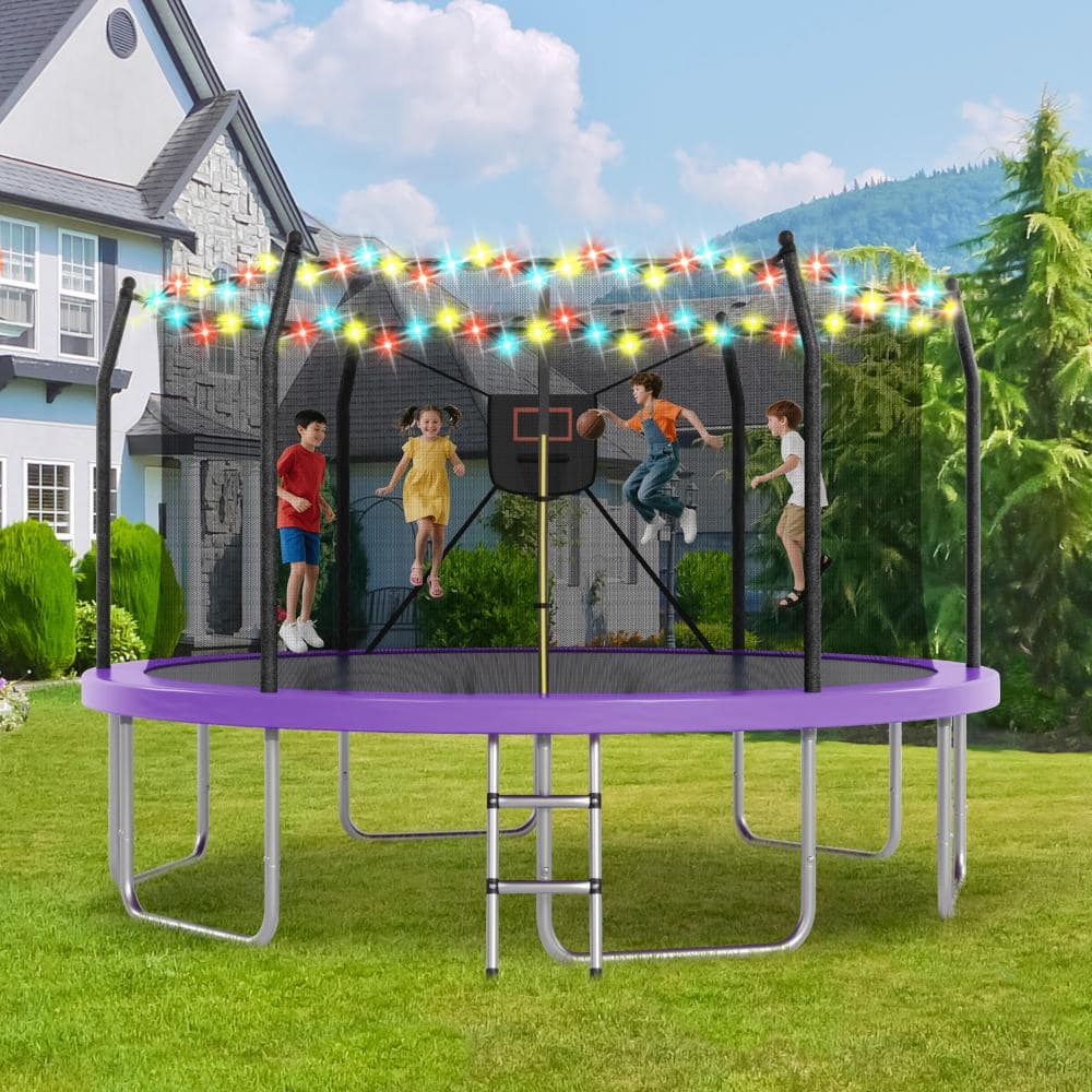 12FT Outdoor Trampoline with Basketball Hoop, Safety Enclosure Net for Backyard Use price history on PriceWatchPro
