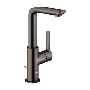 Lineare Single-Handle Sinlge-Hole L-Size 1.2 GPM Bathroom Faucet with Drain Assembly in Hard Graphite