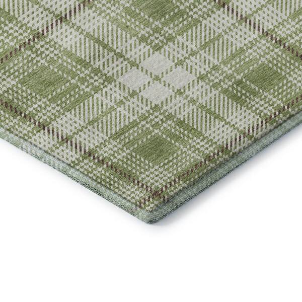 Mayfield Premium Machine Washable Abstract AMF993 Aloe 2 ft. x 3 ft. Area Rug