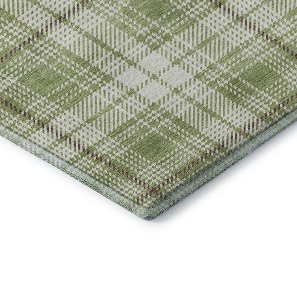Mayfield Premium Machine Washable Abstract AMF993 Aloe 2 ft. 3 in. x 7 ft. 6 in. Runner Rug