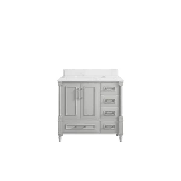 Willow Collections Hudson 36 in. W x 22 in. D x 36 in. H Single Sink Bath Vanity Center in Gray with Cove Edge Empira Quartz Top