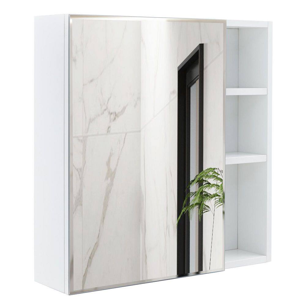21.7 in.Wx 22 in.H Rectangular Wall Mounted White Medicine Cabinet with Mirror, Open Shelves, Space-Saving,Easy Assembly price history on PriceWatchPro