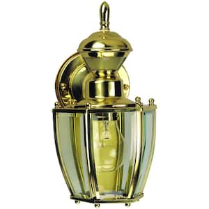 150 Degree Polished Brass Traditional Coach Wall Lantern Sconce with Clear Beveled Glass