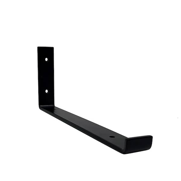 12in. Matte Black Steel J-Decorative Shelf Bracket