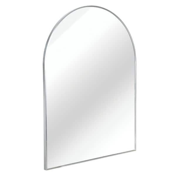 Unbranded Banbury 30 in. W x 40 in. H Arch Framed Tilt Wall Bathroom Vanity Mirror in Brushed Nickel