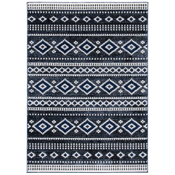 SAFAVIEH Adirondack Dark Gray/Ivory 5 ft. x 8 ft. Ikat Striped Area Rug