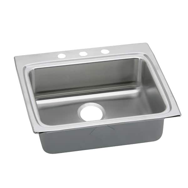 Elkay Lustertone Drop-In Stainless Steel 25 in. 3-Hole Single Bowl ADA Compliant Kitchen Sink with 6.5 in. Bowls