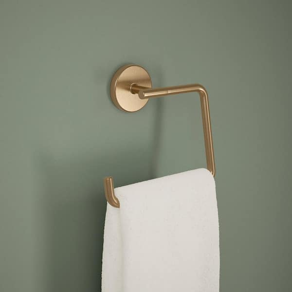 Lyndall Wall Mounted Square Open Towel Ring Bath Hardware Accessory in Champagne Bronze