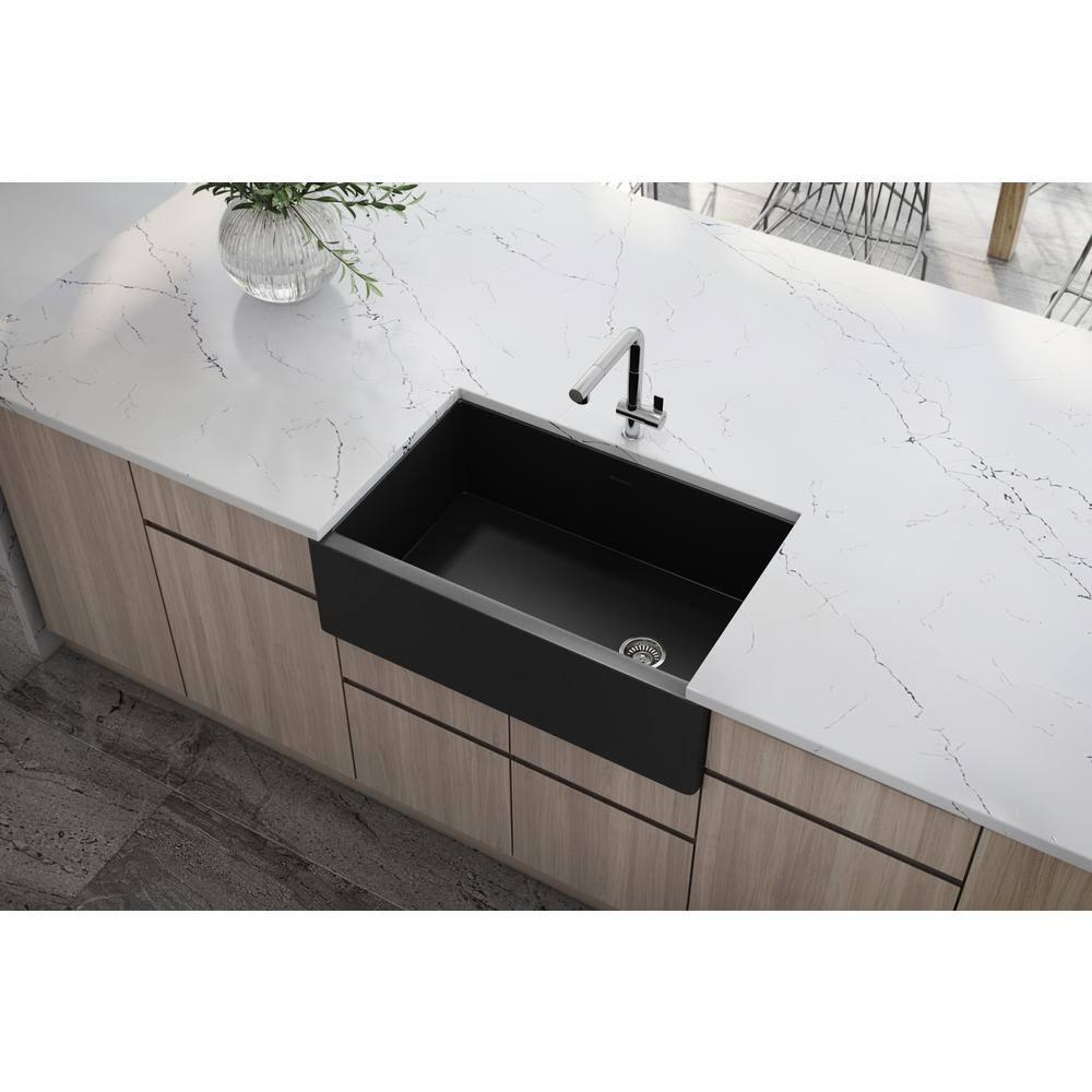 Matte Black Fireclay Modern Farmhouse Single Bowl Kitchen Sink