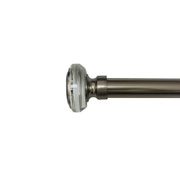 36 in. - 72 in. Adjustable 1 in. Single Curtain Rod in Nickel with Crystal Finial
