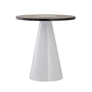 Cheery Lynn 17.75 in. White Round Marble Accent Table