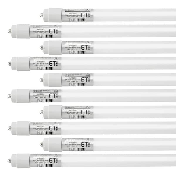 ETi 43-Watt 8 ft. Linear LED Tube Light Bulb Ballast Bypass Power Either End 5500 Lumens 5000K Single-Pin 120-277V (40-Pack)