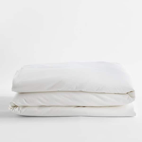 The Company Store Legends Hotel Organic White Solid Sateen Queen Duvet Cover