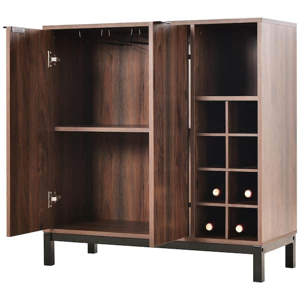 Black Cherry Buffet with Storage Coffee Bar Cabinet Wine Racks