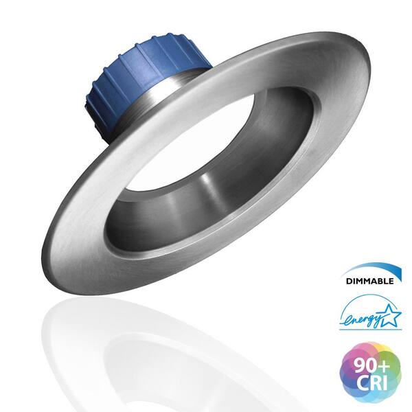 NICOR DLR Series 6 in. Nickel 1200 Lumens Integrated LED Downlight 3000K Retrofit Recessed Trim Kit, 93 CRI