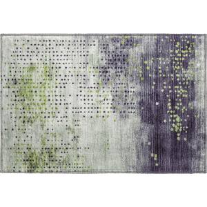Mayfield Premium Machine Washable Abstract AMF1995 Aloe 2 ft. x 3 ft. Accent Rug
