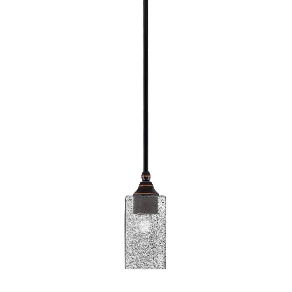 Sparta 100-Watt 1-Light Black Copper Mini Pendant Light with Smoke Bubble G